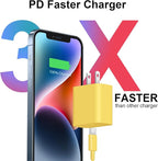 iPhone 17 16 15 Charger Fast Charging 2+2Pack 20W USB C Wall Charger with 10FT Fast Charging Cable Compatible with iPhone 17/17 Air/17 Pro/17 Pro Max/iPhone 16/15 Series, iPad Pro/AirPods-Yellow