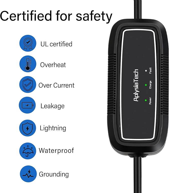 Portable EV Charger Level 1, 15Amp 110V, Electric Vehicle Charger with 21Ft Extension Cord,NEMA 5-15P for Plug-in Home EV Charging Station,Compatible with SAE J1772 EVs(Tesla Need Adapter)