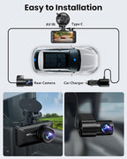 Dash Cam Front and Rear 4K/1080P, Dash Camera for Cars Build in WiFi, Full HD Dash Cam with APP Control, 3.94'' IPS Screen Dash Camera with 32GB SD Card, G-Sensor, Loop Recording (Dark Grey)