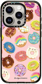 CASETiFY Impact Case for iPhone 15 Pro [8.2ft 4X Military Grade Drop Protection/Compatible with Magsafe] - Donuts - Clear Black