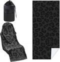 Hahafelt 1 Pack Car Seat Towel Covers with Storage Bag, 63 x 32 Inch Universal Non Slip Waterproof Sweat Protector for Car Truck, Gym Swimming Running, Machine Washable (Black Leopard Print)