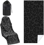 Hahafelt 1 Pack Car Seat Towel Covers with Storage Bag, 63 x 32 Inch Universal Non Slip Waterproof Sweat Protector for Car Truck, Gym Swimming Running, Machine Washable (Black Leopard Print)