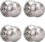 KNOBWELL 4 Pack Brushed Nickel Dummy Door Knob, Single Sided Handle for Closets, French Double Doors, and Pantry, Satin Nickel One Side Non-Turning Interior Push/Pull Door Knob