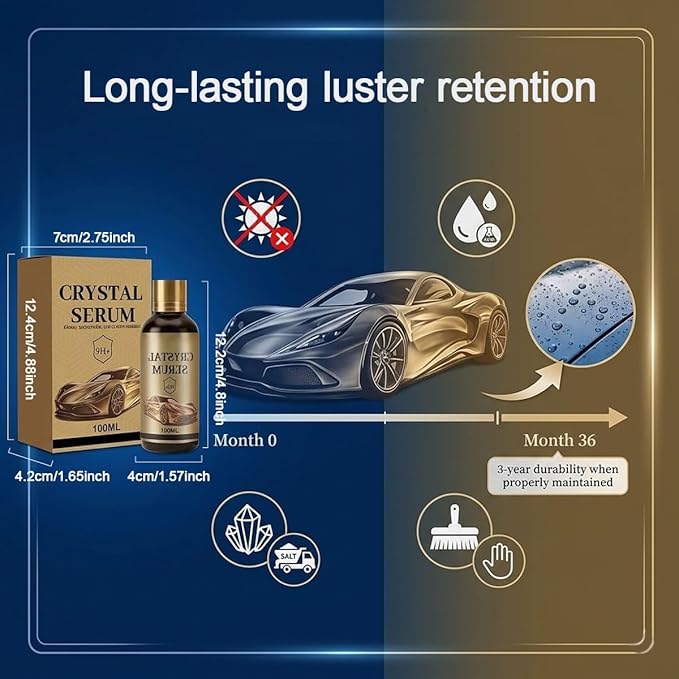 Ceramic Car Coating Kit - Crystal Serum, 9h Graphene Ceramic Coating, 2026 New Hardness Professional Ceramic Coating for Car, Long Lasting Car Protection, Gloss Hydrophobicty Anti Scratch (2Pcs)
