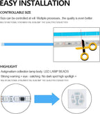 Car Headlight LED Strip, 24Inch RGB Multi Color Headlight Surface LED Daytime Running Lights Flexible DRL Tube Strip Sequential Neon Decorative Switchback Turn Signal Lights APP Contrl 2-Pack