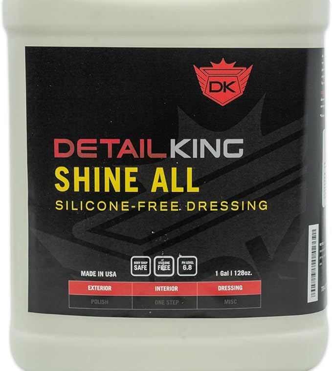 Detail King Shine All Non Silicone Interior Dressing, Tire Shine, and Plastic Restorer For Cars - Silicone Free, Body Shop Safe - Gallon