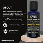 Apex 5 Year Graphene Ceramic Coating 10H with 2 Applicators 50mL - Durable Car Paint Protection - Applies Easily - Hydrophobic Graphene Ceramic for Ultra Gloss - Great on Paint/Glass/Wheels