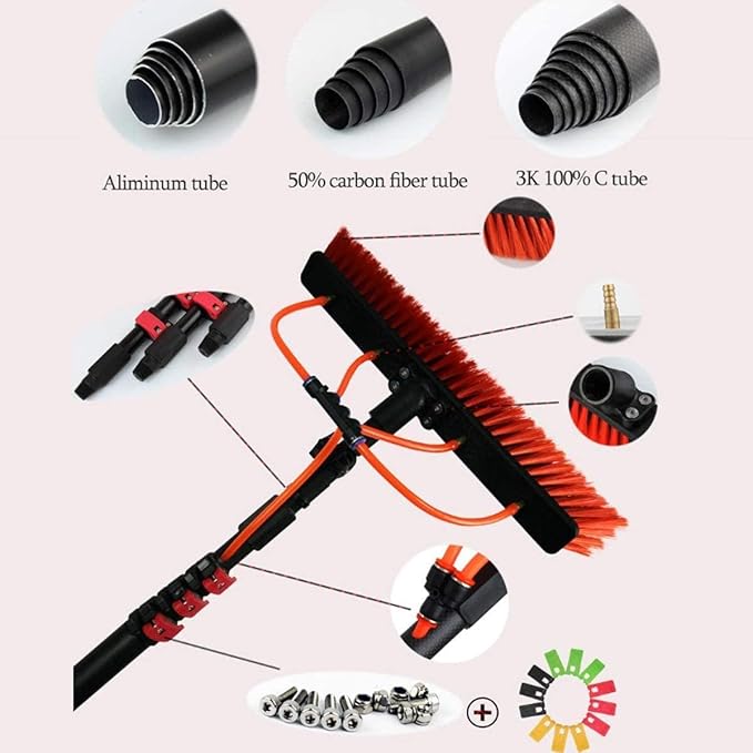 Washing Set Equipment Telescopic Extension Cleaning Pole, 3.6-11M Photovoltaic Panel Cleaning/Window Clean, Water Fed Telescopic Brush, Extension Pole Cleaning for Trucks,12FT/3.6M (12FT/3.6M)
