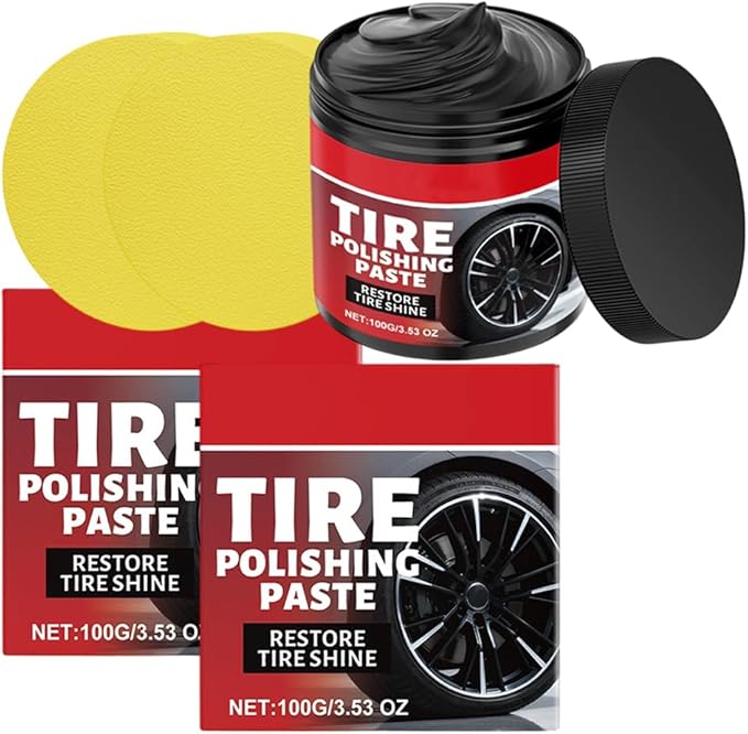 Car Tire Shine with Sponge, Wheel Shine Tire Polishing Paste for Cars Trucks Motorcycles RVs & Mor (2PCS)
