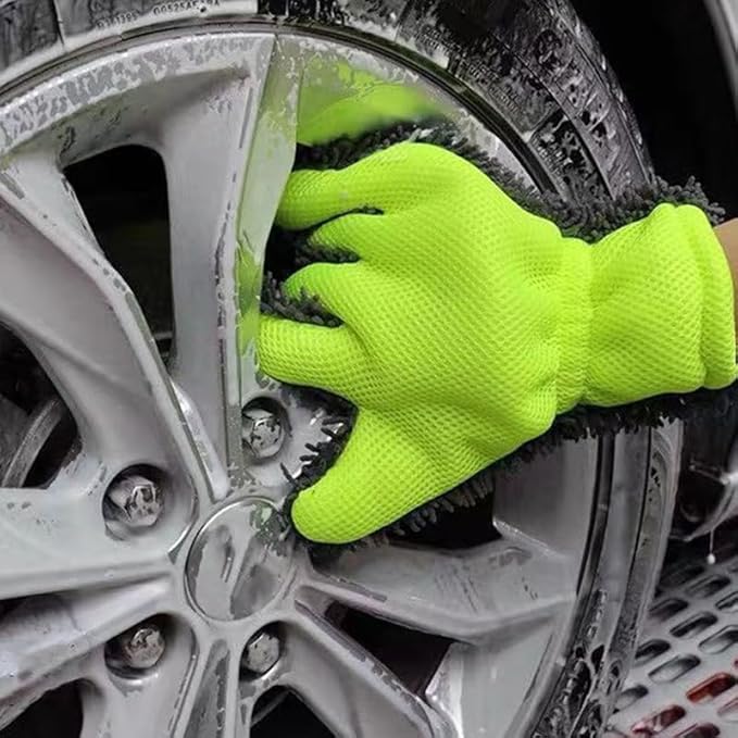 PENINSULA LOVE 2 PCS Car Wash Mitts 5-Finger Microfiber Cleaning Mitt for Cars Double-Sided Dusting Gloves Scratch-Free Auto Interior Exterior Washing Gloves
