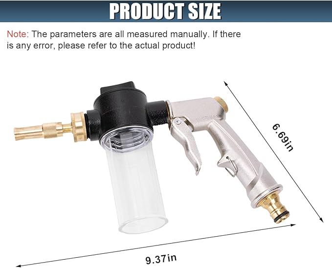 ZIMISI Car Wash Foam Gun Sprayer, Metal High-Pressure Car Wash Sprayer with 3.5oz/100cc Plastic Soap Dispenser Bottle, Adjustable Nozzle Foam Gun for Washing, Watering Plants, Floor Cleaning (Silver)