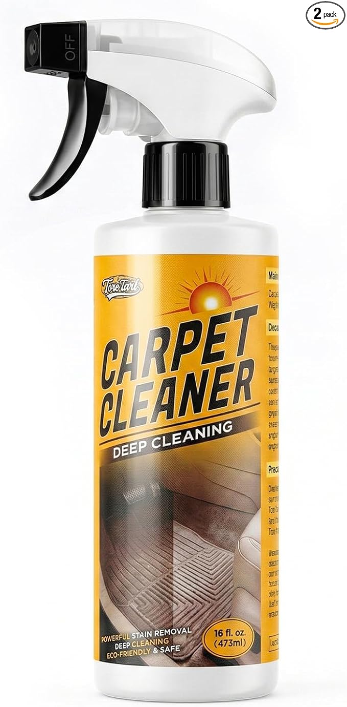 toretark Instant & Powerful Carpet Cleaner Spray, Stain Remover for Seats, Fabric & Floor Mats, Upholstery Cleaner Removes Tough Stains, pH Balanced, Minimal Residue, 16 fl oz*2