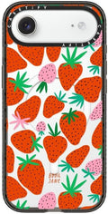 CASETiFY Impact iPhone Air Case [Slim/Compatible with Magsafe / 8.2 ft. 4X Military Grade Drop Protection] - Strawberries - Clear Black