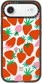 CASETiFY Impact iPhone Air Case [Slim/Compatible with Magsafe / 8.2 ft. 4X Military Grade Drop Protection] - Strawberries - Clear Black