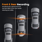 4K+1080P Dash Cam Front and Rear,64GB Card Included,5.8GHz WiFi Dash Camera for Cars,App up to 20MB/s Fastest Download,G-Sensor,Night Vision,24h Parking Monitoring,Loop Recording,170° Wide Angle