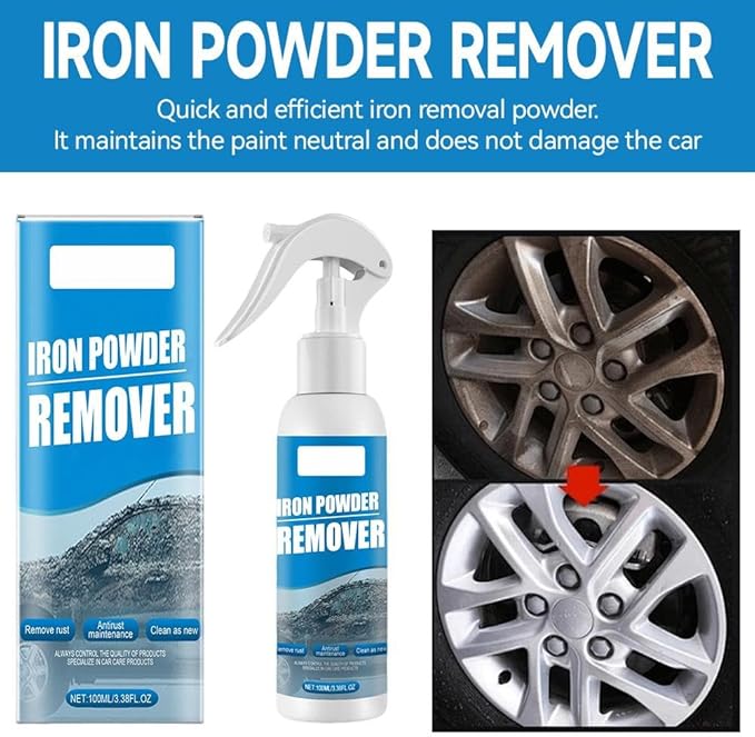 Iron Powder Remover,Car Rust Removal Spray,Color Changing Rustout Instant Remover for Wheels and Paint,Multifunctional Paint Cleaner for Car Maintenance and Metal Iron Cleaning