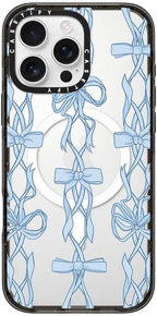 CASETiFY Impact iPhone 16 Pro Max Case [Slim/Compatible with Magsafe / 8.2 ft. 4X Military Grade Drop Protection] - Ribbon Play - Clear Black