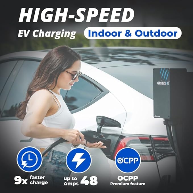 Grizzl-E 48A Ultimate Level 2 Fastest 48A Electric Vehicle (EV) Charger, UL Tested and Certified, Metal Case, Indoor/Outdoor Electric Car Fast Charging Station, Hardwired, Ultra Edition, NACS