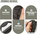 Soft Horsehair Bristle Leather Cleaning Brush for Car Interior, Comfortable Grip Car Wash Brush to Clean Upholstery Furniture Boots, Felt Hat Scrub Brushes Auto Detailing Cleaner Tool (2PCS)