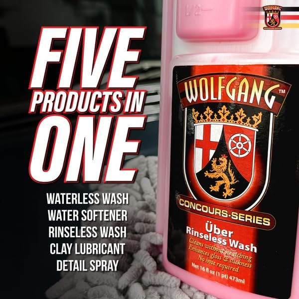 WOLFGANG CONCOURS SERIES Uber Rinseless Wash | Versatile Concentrate for Scratch-Free Cleaning | Efficient Wash for Vehicles | 128 oz | WG-3702