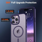 SUPFINE Magnetic for iPhone 14 Pro Case (Compatible with MagSafe) (Military Grade Drop Protection) Translucent Matte Shockproof Phone Case, Dark Purple