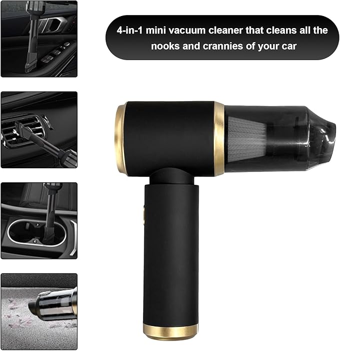 Handheld Car Vacuum, 14500PA Rechargeable 4 in 1 Vacuum Cleaner & Air Duster with Multi-Nozzles, Portable Cordless 120W High Power Hand Held Vacuum for Car Home Office Pet