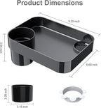 [2 Pack] Car Seat Snack Tray for Toddlers - 3 Inch Cup Holder Fits Most Sippy Cups & Straw Bottles with Dip Well, Mess-Free Square Kids Travel Tray Road Trip Essentials, Black, 2