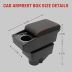 YJYWZH Car Armrest Box Fit for Ford Fiesta 3 2011-2019 MK7 Accessories Center Console Cup Holder Double Layer Storage Organizer Box with 2 USB Fast Charging Ports, Red Stitches