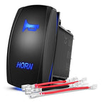 Nilight Horn Switch Momentary Laser Rocker Switch 5PIN On/Off LED Light 20A/12V 10A/24V Switch with Jumper Wires Set for Cars Jeeps Boats Trucks (90126B)