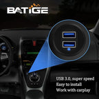 BATIGE Alloy Dual Port USB 3.0 Car Dashboard Flush Mount Cable, Male to Female with LED Indicator Extension Cable for Car Truck Boat Motorcycle Dashboard Panel - 3ft