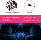 Car LED Strip Light, 24 LEDs RGB Neon Interior Atmosphere Lights, 12V Under Dash Ambient Night Light, USB Port Auto Interior Decorative Lamp, Universal Car Accessories (Ice Blue)