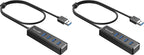 SmartQ H302S USB 3.0 Hub, 4-Port USB Expander with 2ft Long Cable, High-Speed Data Transfer, Compatible with Laptop, PC, Mac, Printer, External HDD (Pack of 2)