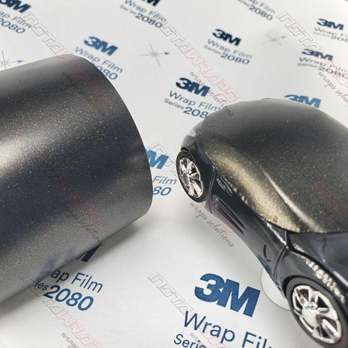 3M Car Wrap Roll 2080 Satin Gold Dust Black | SP242 | (5ft x 8ft (40 Sq/ft)) | Automotive Vinyl Wrap for Cars - Car Interior Wrap & Exterior | w/Free Instawraps Pro Glove