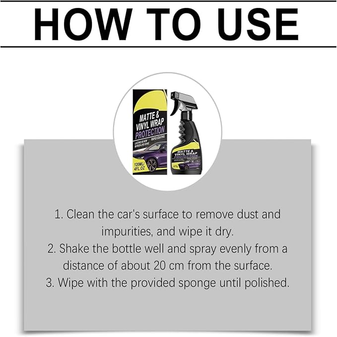 Matte & Vinyl Wrap Protection Spray, Cars Vinyl Wrap Protectant Cleaner, Quick Drying Matte Paint Cleaner for Car, Matte Finish Detailer and Spray Sealant for Cars (3 Pcs)
