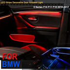 2 Colors Interior LED Stripe Decorative Door Ambient Light Blue and Orange for BMW 5 Series F10 F11 2010-2017 (Beige)