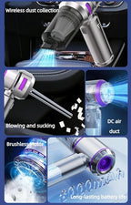 Handheld Car Vacuum Cleaner and Air Duster,18000pa Suction,120W High Power Mini Vacuum 4-in-1 Compressed Air Duster & Air Blower & Pump Hand Held Vacuum with Brushless Motor for Car,Home,Pet