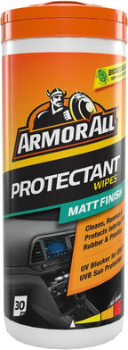 Armor All, 30 Matt Protectant Wipes, Citrus Scent, Suitable for Plastic and Vinyl, Restores your Surfaces Appearance and Keeps them Protected, Ideal For Car Detailing, Freshness Lock, Made in the UK