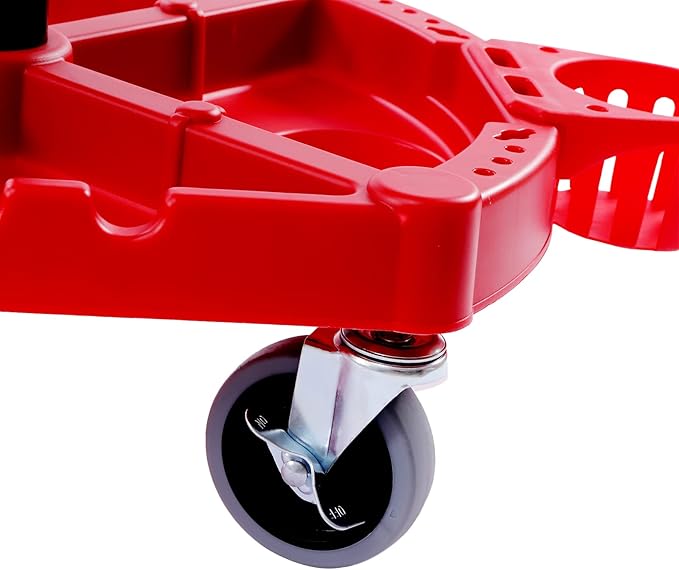 Rolling Garage Stool, 300 LBS Capacity, Adjustable Height, Parts Tray with Bottle Holders, Car Detailing Stool Chair Shop Stool for Car Cleaning Buffer Polisher Ceramic Coating