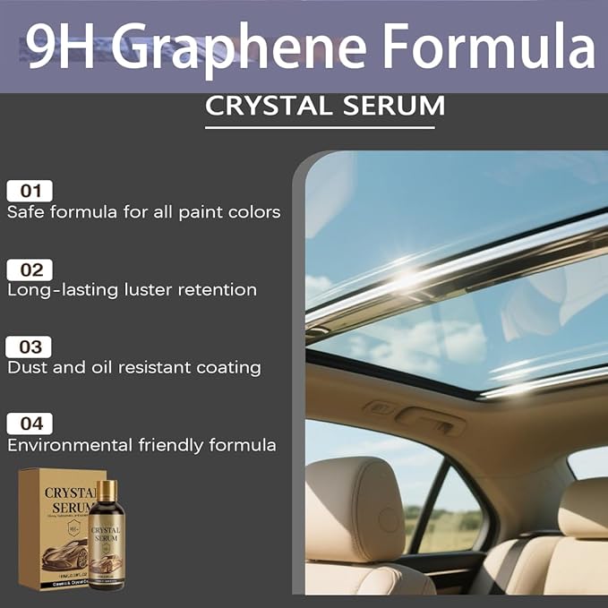 100ml PTZ Cristal Serum – Advanced Graphene Ceramic Coating for Cars | 9H Graphene, Ultimate Quick Effect Car Coating Spray for Shine & Protection, Nano Coat Restore for Paint, Glass & Wheel (1PCS)