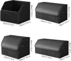 car organizers and storage for SUV,trunk organizer for sedan, leather foldable sleek box with lid,collapsible cargo bins, tool accessories containers,Collapsible Suede velvet (22 inch Covered)