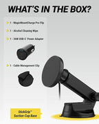Scosche MPQTRWDA Qi2 MagSafe Car Mount Charger 25W Fast Wireless Magnetic Cell Phone Holder with Adjustable Arm for Windshield or Dashboard Compatible with iPhone 17/16/15/14/13/12 & Samsung S25