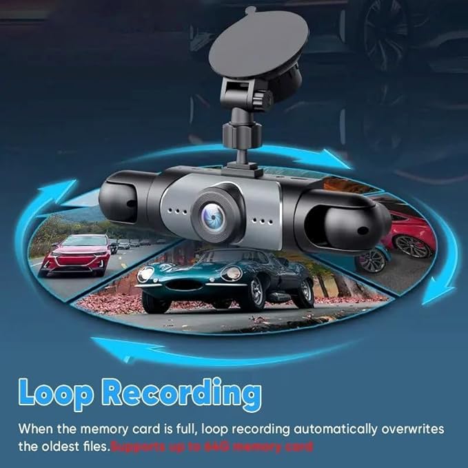 【128GB-New Launch Special】 Saker 4 Channel Dash Cam for Cars, 4K Front & 1080P Interior Rear Side Cameras, 360° Full View System with Night Vision, Parking Mode, Loop Recording (with 128GB SD Card)