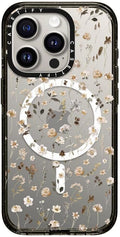 CASETiFY Impact Case for iPhone 15 Pro [8.2ft 4X Military Grade Drop Protection/Compatible with Magsafe] - Wildflower Friday - Clear Black