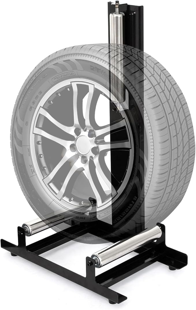 360° Rolling Wheel Detailing Stand, Heavy Duty Steel Wheel Cleaning Stand for Tire, Rim Polishing, Ceramic Coating, Car & Motorcycle Wheel Roller Stand