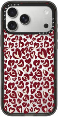 CASETiFY Impact iPhone 17 Pro Max Case [Slim/Compatible with Magsafe / 8.2 ft. 4X Military Grade Drop Protection] - Leopard Love- Red - Clear Black