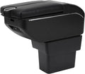AULPHIKE Compatible with Nissan Note Armrest E-Power Car Center Console Organizer Armrests Double Door Storage with USB Ports（Carbon Fiber Style）