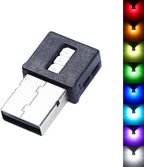 Lcyam Three Sides Emit Light USB Type-A Car LED Ambient Light 7Leds RGB Atmosphere Lamp, Interior Dimmable Mood Lighting for Cars/SUV/Trucks