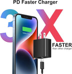 iPhone 17 16 15 Charger Fast Charging 2+2Pack 20W USB C Wall Charger with 10FT Fast Charging Cable Compatible with iPhone 17/17 Air/17 Pro/17 Pro Max/iPhone 16/15 Series, iPad Pro/AirPods-Black