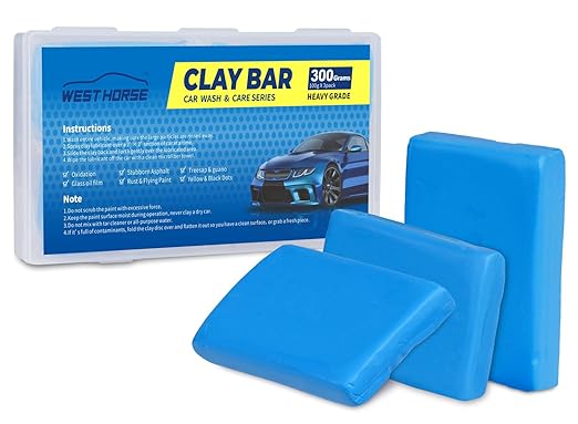 Clay Bar for Auto Detailing 3 * 100g, Automotive Clay bar Kit for Cars’Paint Surface, Metal and Glass, Prep for Sealants, Waxes and Coatings (3x100g, Blue, Heavy)