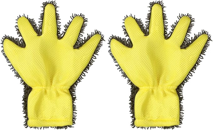PENINSULA LOVE 2 PCS Car Wash Mitts 5-Finger Microfiber Cleaning Mitt for Cars Double-Sided Dusting Gloves Scratch-Free Auto Interior Exterior Washing Gloves